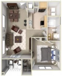 Rapallo Apartments Capri 1 bedroom floor plan