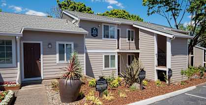 Leasing Office entrance and future resident parking at Todd Village Apartments, Tualatin, OR