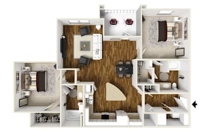 The August | 1,184 Sq. Ft. at Faulkner Flats in Oxford, Mississippi