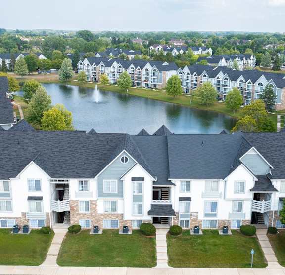 Lake view at Portsmouth Apartments, Novi, MI