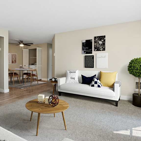 a bedroom with a bed and two lamps and a window at Sundial Apartments, Oregon, 97070