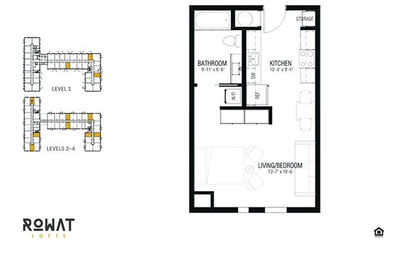 Slate Floor Plan at Rowat Lofts, Des Moines Iowa