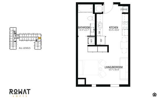 Marble Floor Plan at Rowat Lofts, Des Moines