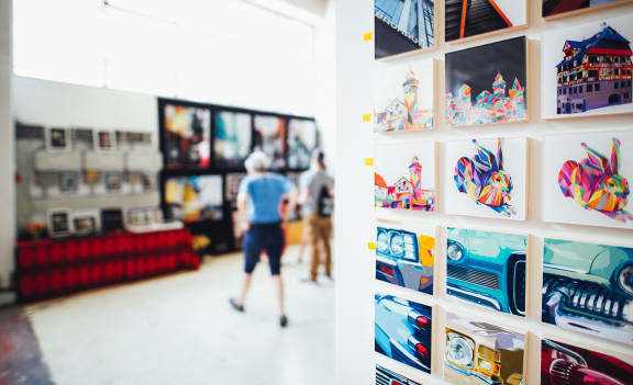 people walking through an art gallery at SECOND AVE COMMONS | BRAND-NEW, Mesa, AZ, 85210
