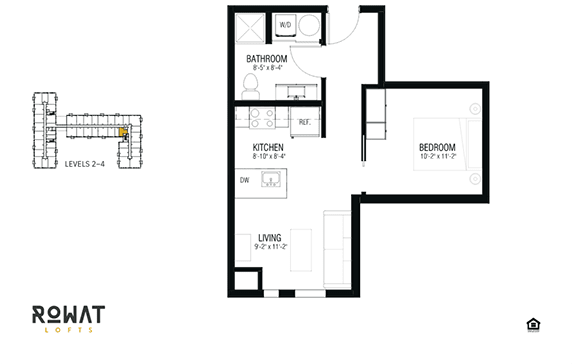 Bronze Floor Plan at Rowat Lofts, Des Moines, IA