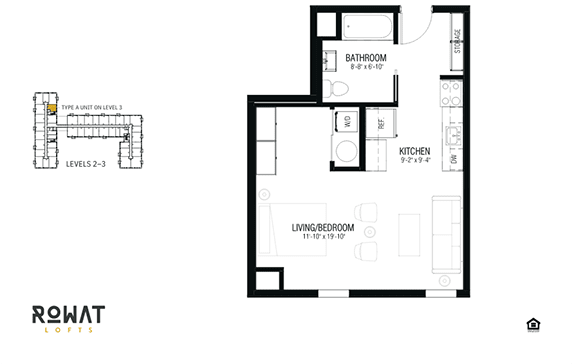 Floor Plan  Cinder Floor Plan at Rowat Lofts, Des Moines, 50309