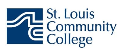 St. Louis Community College logo with blue and white color.