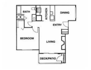 A floor plan for a 1 bedroom 1 bathroom apartment is shown starting at $1,399.
