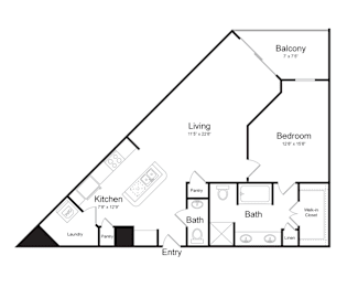 One Bedroom Floorplan at Midtown at Camp Springs, Maryland, 20746