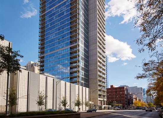 Exterior View of Building at Morning at 805 N. Lasalle Drive, Chicago, IL.  60610