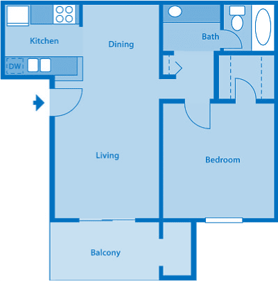 Sycamore Creek 1 Bedroom Floor Plan