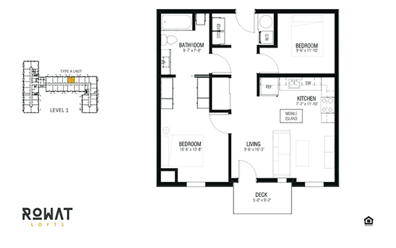Tungsten Floor Plan at Rowat Lofts, Des Moines