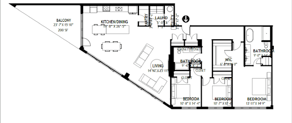 A floor plan for a Camden Suite H shows a kitchen, dining room, living room, and three bedrooms.