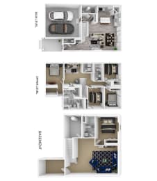 a floor plan of a house is shown with different views of it