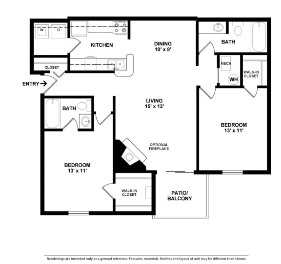 Preakness 2 Bedroom 2 Bath 1,000 Sq. Ft. at Hunt Club Apartments, Integrity Realty, Copley,