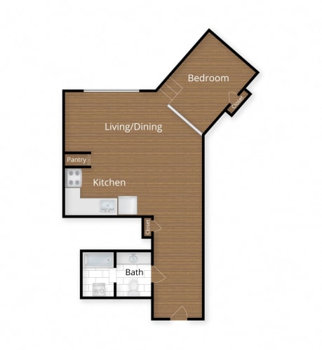 Floor Plan  1 bed 1 bath C at Lenox Club Apartments, Arlington, VA