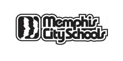 The image is a black and white logo of Memphis City Schools.