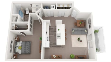 1 bed 1 bath floor plan  at Ironwood Apartments, Coeur d'Alene, ID