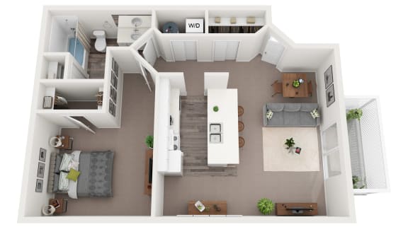 1 bed 1 bath floor plan  at Ironwood Apartments, Coeur d'Alene, ID