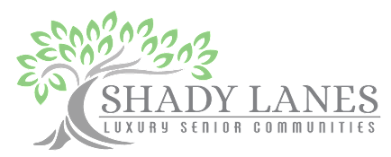 A logo for Shady Lanes Luxury Senior Communities features a tree with green leaves.