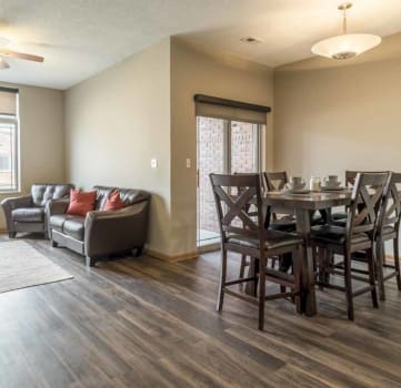 Spacious living room and dining room at southwind villas in Omaha Nebraska