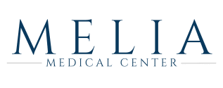 a logo for a medical center with the word heal on a black background