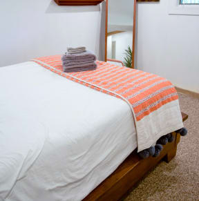 bed with mirror