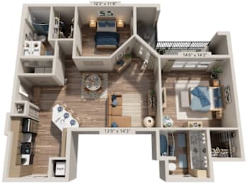 2 Bedroom Two Bath floorplan at The River, Chester, VA, 23836