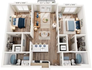 2 Bedroom 2 Bathroom floorplan at The River, Chester, 23836