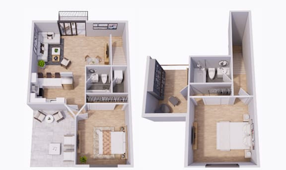 A top-down view of a small apartment layout.
