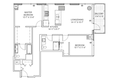 the floor plan of one 33rd street apartments at One 333, IL
