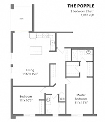 2 Bed 2 Bath The Popple Floor Plan at Aspenwoods Apartments, Eagan, MN