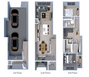 Floor Plan  three dimensional floor plans of a 2 bed 15 bath apartment