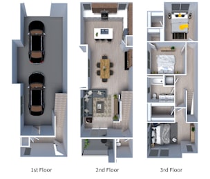 Floor Plan  three dimensional floor plans of a 3 bed 15 bath apartment
