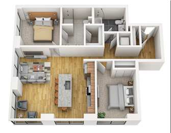 2Bed 2Bath F Floor Plan at Stella St. Paul Apartments, Minnesota