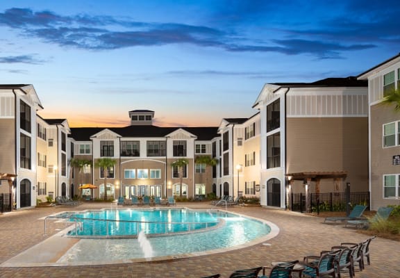 Blue Cool Swimming Pool at Abberly Crossing Apartment Homes by HHHunt, Ladson, South Carolina