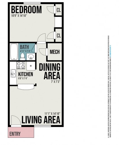 Floor Plan  1 Bed 1 Bath