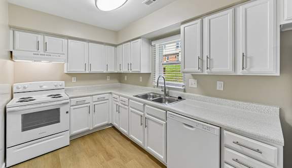 Kitchen with white cabinets
