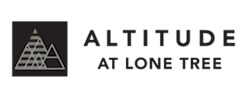 A logo with a mountain and the words "Altitude at Lone Tree" in front of it.