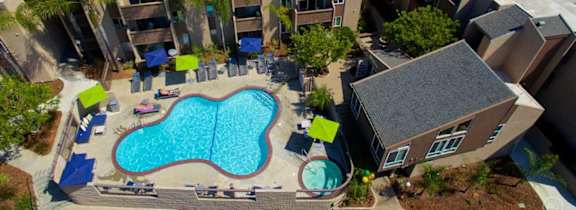 Drone Pool View at Pacific Bay Club Apartments, San Diego, CA