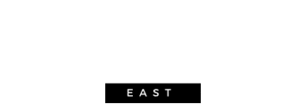 a white logo on a black background