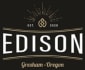 a label with the word edison on a black background