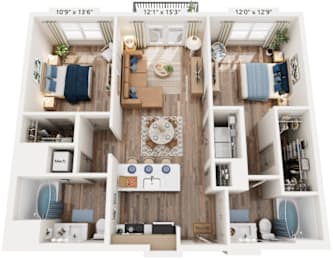 2 Bedroom floorplan at The River, Virginia