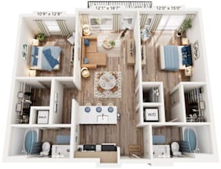 Two Bedroom 2 Bath floorplan at The River, Virginia, 23836