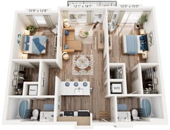 Two Bedroom 2 Bath floorplan at The River, Virginia, 23836