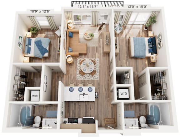 Two Bedroom 2 Bath floorplan at The River, Virginia, 23836
