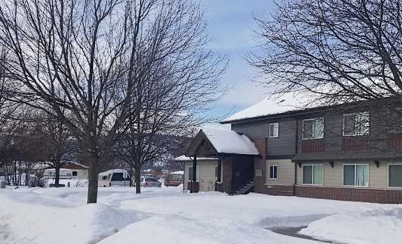 Image of the exterior of apartment during winter