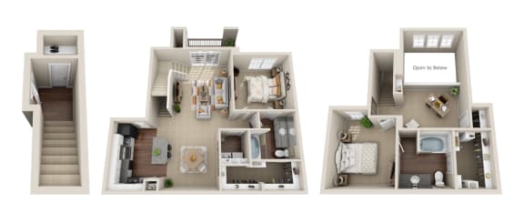3 bedroom floor plan  the enclave at city center apartments at La Ventura Apartments, Texas, 75093