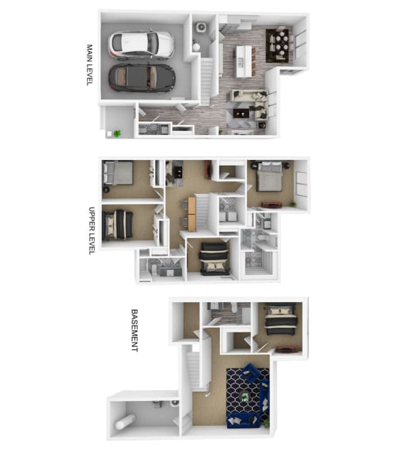a floor plan of a house with three differentartments