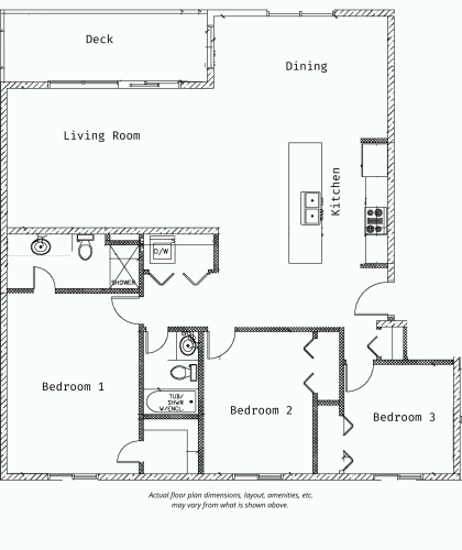 Floor Plan  3 Bed 2 Bath - Deluxe